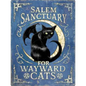 Grindstore Salem Sanctuary For Wayward Cats Tin Plaque Blue/Beige/Black (One Size)