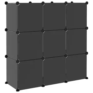 Berkfield Storage Cube Organiser with 9 Cubes and Doors Black PP