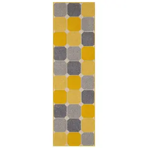 Modern Chequered Easy to Clean Geometric Rug for Dining Room-80cm X 150cm