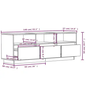 Berkfield TV Cabinet Honey Brown 140x37x50 cm Solid Wood Pine