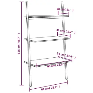 Berkfield 3-Tier Leaning Shelf Black 64x34x116 cm