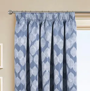 Home Curtains Halo Lined 45w x 84d" (114x213cm) Blue Pencil Pleat Door Curtain (1)