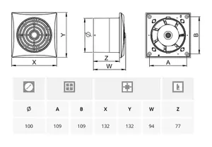 Silent Bathroom Extractor Fan 100mm / 4" Timer Humidity Sensor