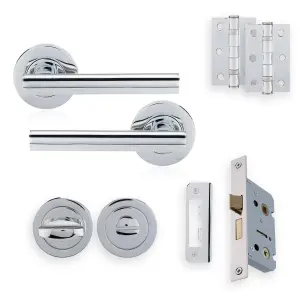 XFORT Polished Chrome Liberty Lever On Rose Bathroom Pack, Complete Bathroom Set