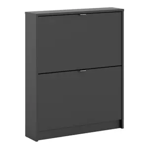 Shoes Shoe cabinet  w. 2 tilting doors and 1 layer Matt Black