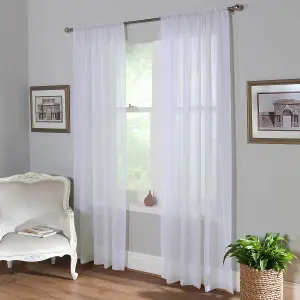 Home Curtains Voile Slot Top Panels 59w x 60d" (149x152cm) White (PAIR)