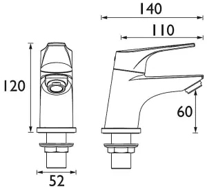 Bristan VT2 3/4 C Vantage 2 Bath Taps Pair Chrome Lever Handle