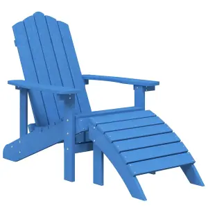 Berkfield Garden Adirondack Chairs 2 pcs with Footstools HDPE Aqua Blue