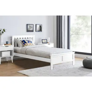 Codman Solid Wood Painted Bed Frame - Modern Farmhouse Style White / Single (3')