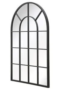 MirrorOutlet The Arcus Black Framed Arched Window Leaner/Wall Mirror 120CM x 80CM