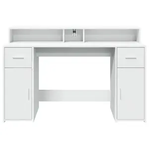 Berkfield Desk with LED Lights White 140x55x91 cm Engineered Wood