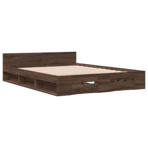 Berkfield Bed Frame with Drawers without Mattress Brown Oak 120x190 cm Small Double