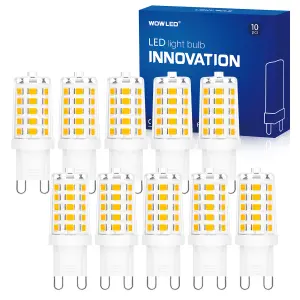 WOWLED 10 X G9 LED Light Bulbs, 3W Warm White, Equivalent to 35W G9 Halogen Bulbs,3000K 230V for Living Room Light Bedroom Light