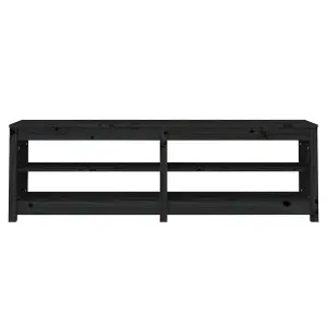 Berkfield Shoe Bench Black 160x36.5x50 cm Solid Wood Pine