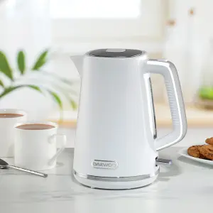 Daewoo Stirling Jug Kettle and 2 Slice Toaster Set 1.7L 3KW Fast Boil 7 Browning Levels White SDA2681GE