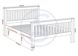 Monaco King Size Solid Distressed Waxed Pine High Foot End Bed Frame