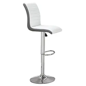 Fiesta White High Gloss Bar Table With 2 Ritz White Grey Stools