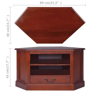 Berkfield Corner TV Cabinet Classical Brown Solid Mahogany Wood