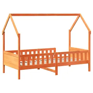 Berkfield Kids' House Bed Frame without Mattress Wax Brown 90x200 cm Pine