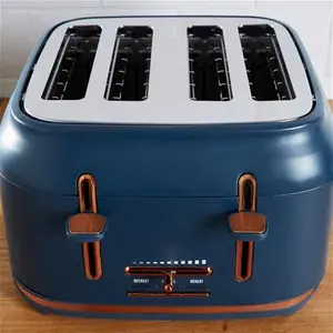 Dunelm 4 Slice Matt Navy & Copper Toaster, Industrial, Blue, Stainless Steel