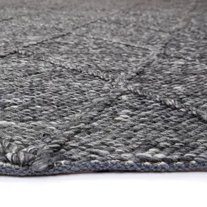 Modern Charcoal Luxurious Handmade Geometric  Easy to Clean Rug For Bedroom LivingRoom and Dining Room-200cm X 300cm