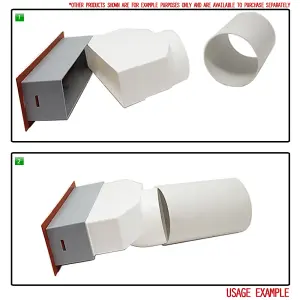 Kair Ducting Adaptor 204mm x 60mm to 100mm - 4 inch Rectangular to Round Straight Channel Connector