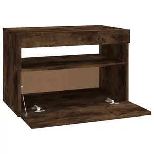 Berkfield TV Cabinet with LED Lights Smoked Oak 60x35x40 cm