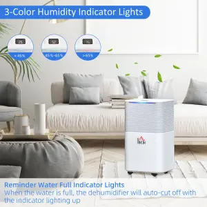 HOMCOM 12L/Day Portable Quiet Dehumidifier for Home, Electric Air De-Humidifier