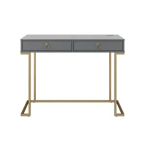 Camila Writing Desk Graphite Grey / Golden