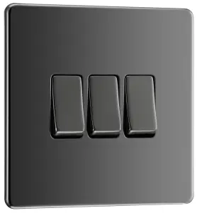 GoodHome Black Nickel 20A 2 way 3 gang Light Screwless Switch