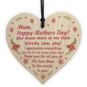 Gift For Mum Mothers Day Gift Lockdown Wooden Heart Thank You Gift For Her