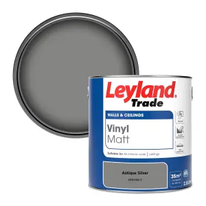 Leyland Trade Vinyl Matt Walls & Ceilings Emulsion Paint Antique Silver (PPG1002-5) 2.5L