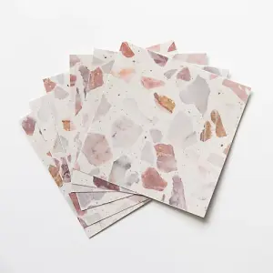 Quadrostyle Terrazzo Clay Pink Wall Tile and Furniture Vinyl Stickers 15cm(L) 15cm(W) pack of 6