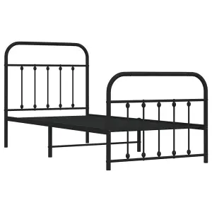 Berkfield Metal Bed Frame with Headboard and Footboard Black 90x190 cm