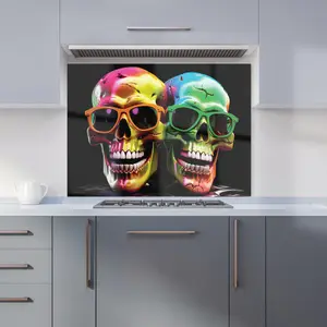 Happy Skeletons In Sunglasses Kitchen Splashback