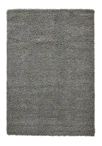 Contemporary Modern Grey Solid Plain Shaggy Rug-240cm X 340cm