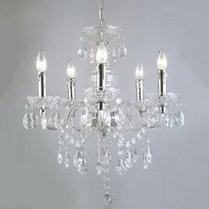 Luminosa Classic Chandeliers Chrome 5 Light  with Clear Shade, E14