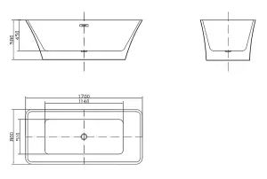 Banyetti Elle 1700 x 800 Freestanding Acrylic Bath - White