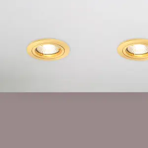 Litecraft 2 Pack Satin Brass Modern IP20 Fire Rated Fixed Downlights