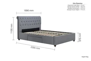 Birlea Marlow Super King Bed Grey