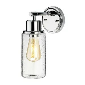 IP44 Face Up or Down Bubble Glass Shade Polished Chrome LED E27 60W