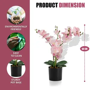 60cm Artificial Orchid Plant in Pot  Realistic House Plant for Elegant Home Decor