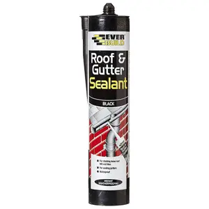 Everbuild Everflex Roof and Gutter Sealant, Black, 300ml (Pack of 12)