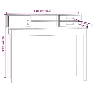 Berkfield Desk 110x50x93 cm Solid Wood Pine