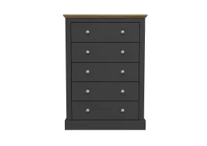 Devon 5 Drawer Chest Charcoal  W 79 x L 39.5 x H 111.9 cm