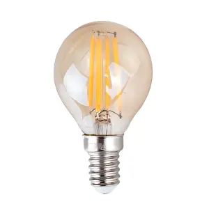 ValueLights Pack of 6 Retro Style 4w LED Filament SES E14 Amber Tinted Golfball Light Bulbs 2700K Warm White