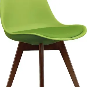 Soho Green Plastic Dining Chair with Squared Dark Wood Legs