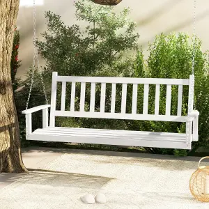 Costway 3-Person Porch Hanging Swing Chair Wooden Garden Swing Bench with Slatted Back