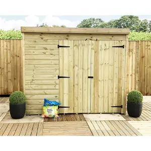 7 x 5 Pressure Treated T&G Pent Wooden Bike Store / Wooden Garden Shed + Double Doors (7' x 5' / 7ft x 5ft) (7x5)