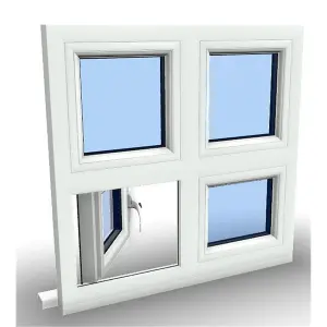 1145mm (W) x 995mm (H) PVCu Flush Casement Window - 1 Bottom Opening Window (Right) - White Internal & External